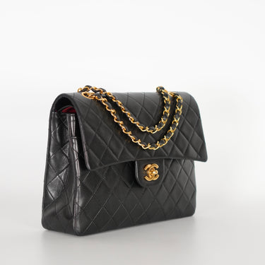 Chanel double flap black leather vintage ref. 7980