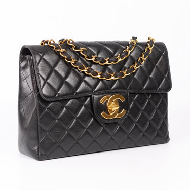 Chanel Jumbo black leather vintage ref. 7942