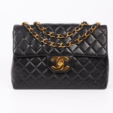 Chanel Jumbo black leather vintage ref. 7942