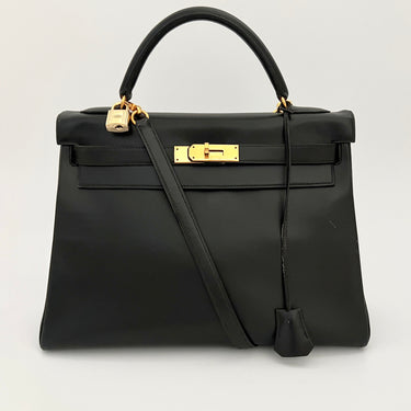 Hermès Kelly 32 black leather vintage ref. 8032