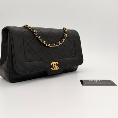 Chanel Diana black leather vintage ref. 7961