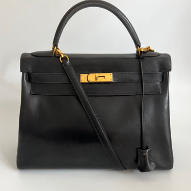 Hermès Kelly 32 black vintage ref. 7929